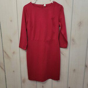 Old Navy Medium Sheath Ember Red Dress 3/4 Sleeves